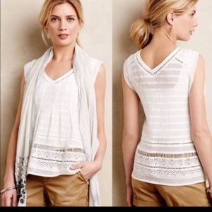 Anthropologie Maeve size 8 lattice work sheer v neck top.